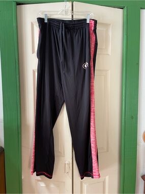 Black Athletic Track Pants with Pink Side Panels